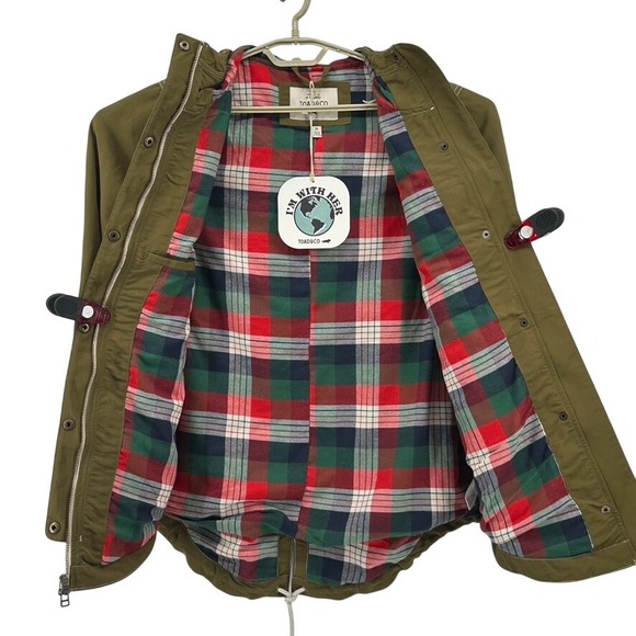 TOAD&CO(NEW!) Women M Forester Pass Parka Jacket Olive Green Plaid Lined Hooded - Picture 5 of 16